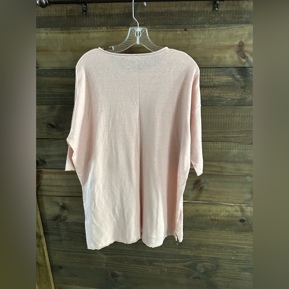 Eileen Fisher Organic Linen and Cotton Dropped Shoulder Light Pink Top - Picture 6 of 8